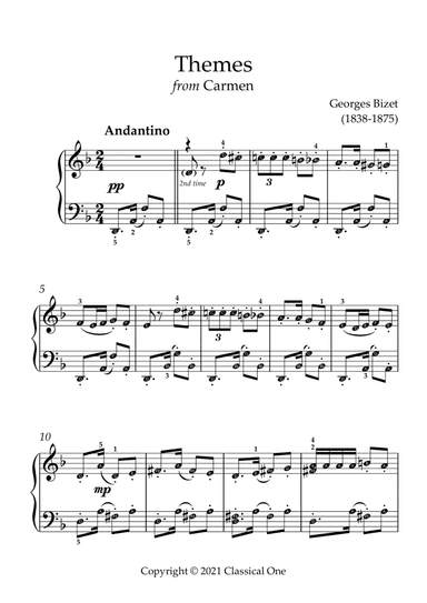 Bizet - Themes from Carmen(With Note name)