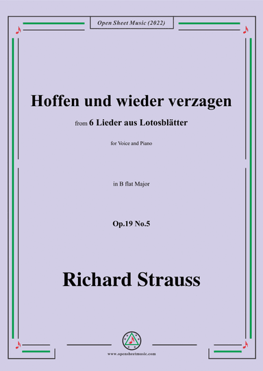 Richard Strauss-Hoffen und wieder verzagen,in B flat Major