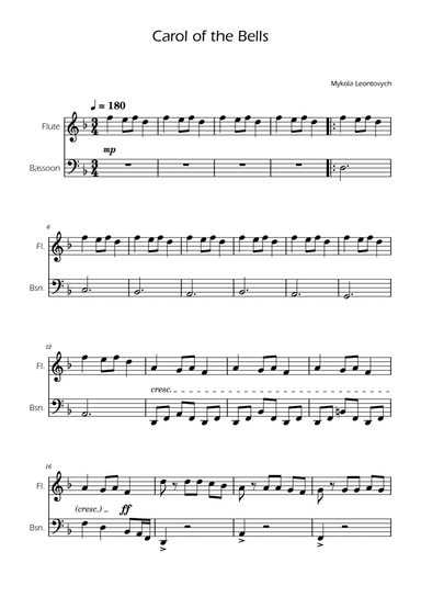 Carol of the Bells - Flute and Bassoon