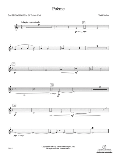 Poeme: (wp) 2nd B-flat Trombone T.C.