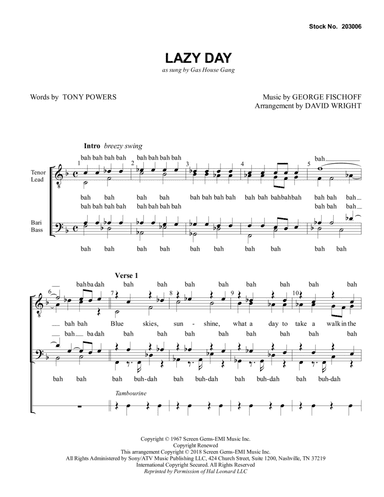Lazy Day (arr. David Wright)