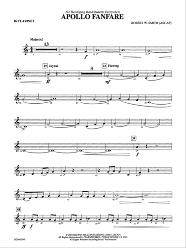 Apollo Fanfare: 1st B-flat Clarinet
