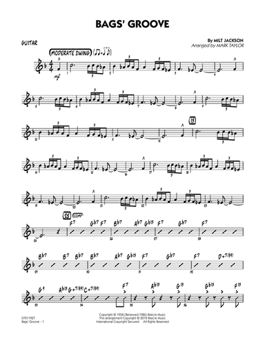 Bags' Groove (arr. Mark Taylor) - Guitar