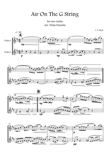 Air On The G String (Violin Duo) Bach