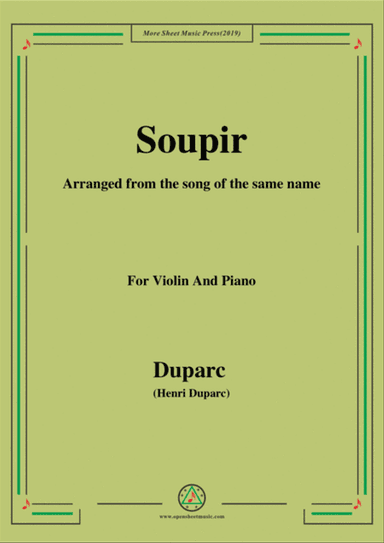 Duparc-Élégie,for Violin and Piano