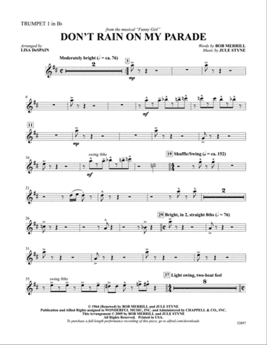 Don't Rain on My Parade (from the musical Funny Girl): 1st B-flat Trumpet