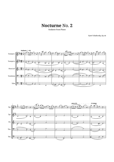 Nocturne by Chopin for Brass Quintet