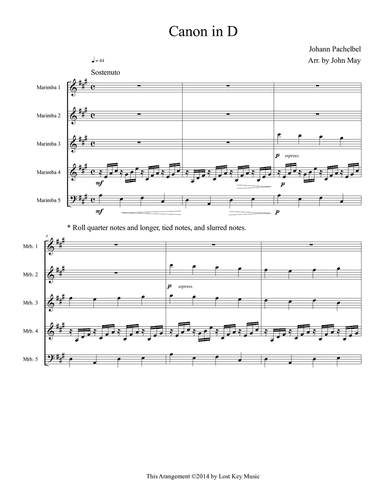 Canon in D (arr. in A) - Percussion Ensemble