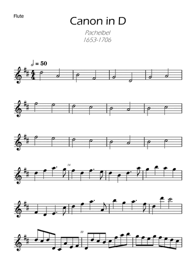Canon in D Easy Flute Solo
