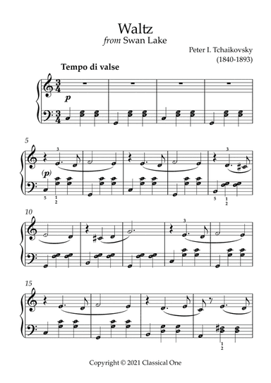 Tchaikovsky - Waltz from Swan Lake(With Note name)