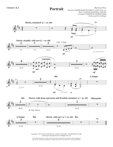 Portrait (Large Ensemble) (arr. Joseph M. Martin) - Bb Clarinet 1 & 2