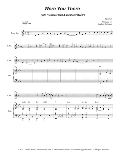 Were You There (with "He Never Said A Mumbalin' Word") (Tenor Saxophone and Piano)