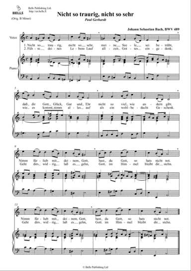 Nicht so traurig, nicht so sehr, BWV 489 (A minor)