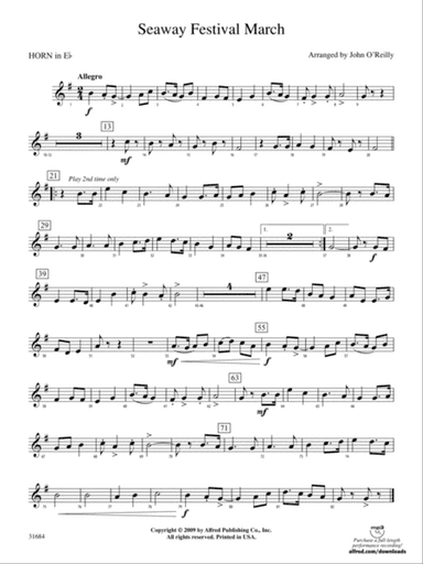 Seaway Festival March: (wp) 1st Horn in E-flat