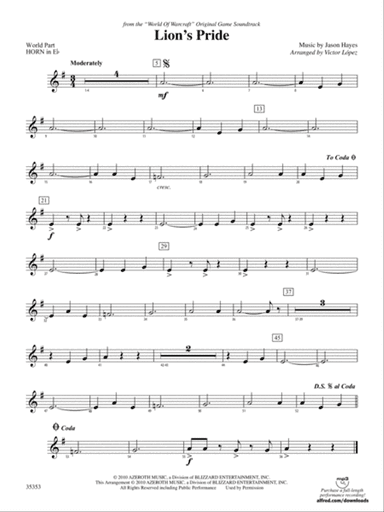 Lion's Pride (from the "World of Warcraft" Original Game Soundtrack): (wp) 1st Horn in E-flat