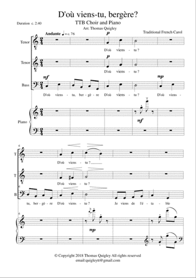D'où viens-tu bergère?