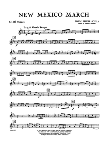 New Mexico March: 1st B-flat Cornet