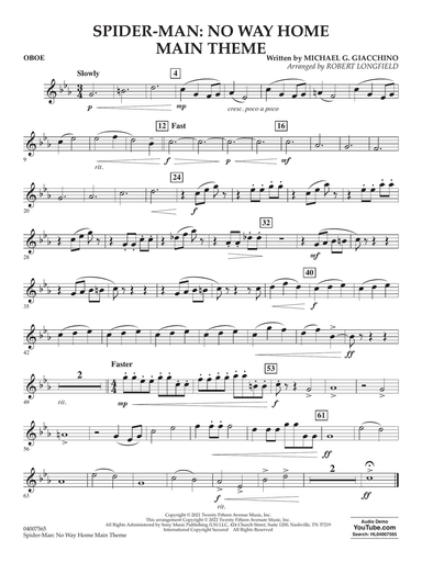 Spider-Man: No Way Home Main Theme (arr. Robert Longfield) - Oboe
