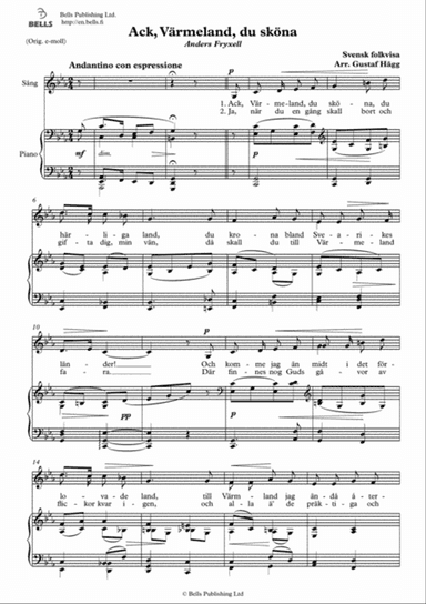 Ack, Varmeland, du skona (C minor)