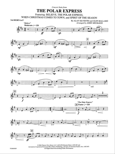 The Polar Express, Concert Suite from: 3rd F Horn