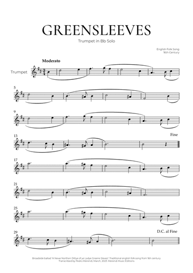 Greensleeves (Trumpet Solo) - English Folk Song