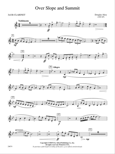 Over Slope and Summit: 3rd B-flat Clarinet