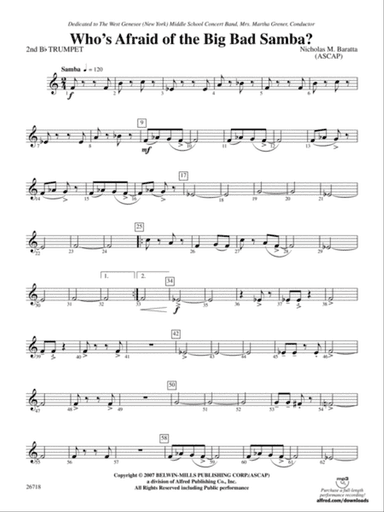 Who's Afraid of the Big Bad Samba?: 2nd B-flat Trumpet