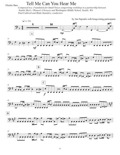 Tell Me Can You Hear Me - Electric Bass