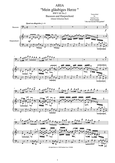 Bach - Aria (Mein gläubiges Herze) BWV 68 No.2 for Bassoon and Harpsichord