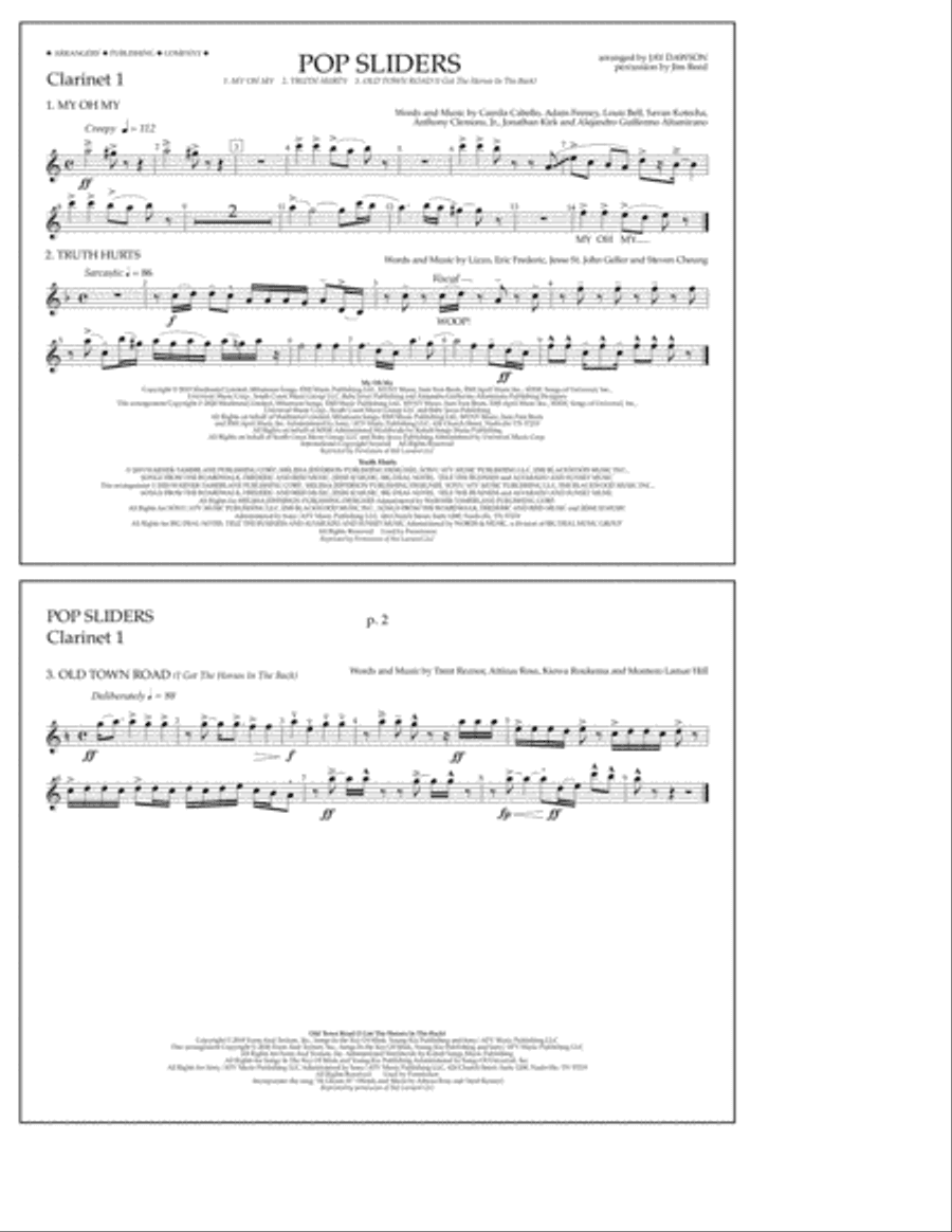 Pop Sliders - Clarinet 1