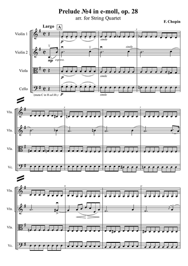 F. Chopin - Prelude â„–4 in e-moll, op. 28, arr. for String Quartet