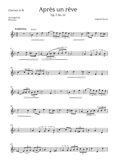 Après un Rêve - Clarinet in Bb Solo