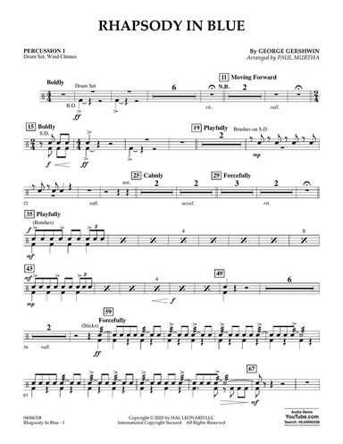 Rhapsody in Blue (arr. Paul Murtha) - Percussion 1