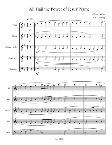 All Hail the Power of Jesus' Name (Woodwind Quintet)