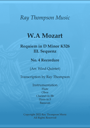 Mozart: Requiem in D minor K626 III.Sequenz No.4 Recordare - wind quintet