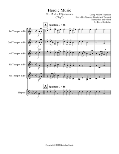 Heroic Music - No. 12. La Rejouissance (Eb) (Trumpet Quintet, Timp)