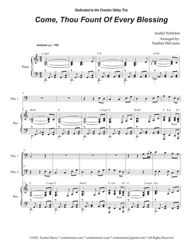 Come, Thou Fount Of Every Blessing (Trombone Duet)