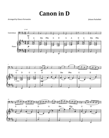Canon by Pachelbel - Double Bass & Piano and Chord Notation