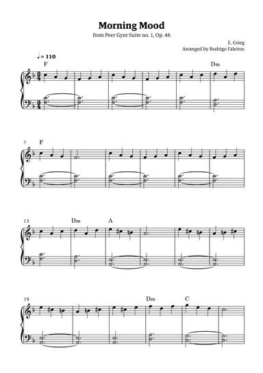 Morning Mood (easy piano - beginner to intermediate level 2 - with chords)