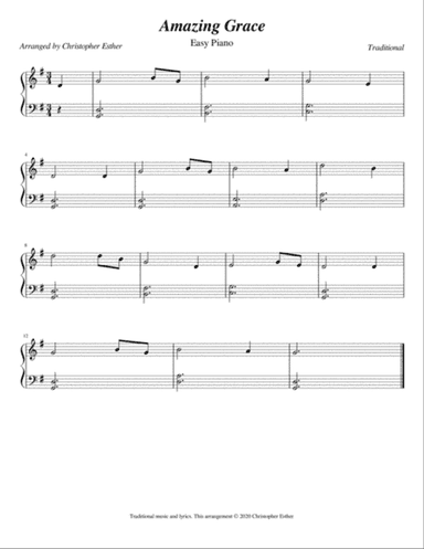Amazing Grace (Easy Piano)