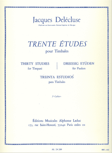 Trente Etudes Pour Timbales, 3e Cahier