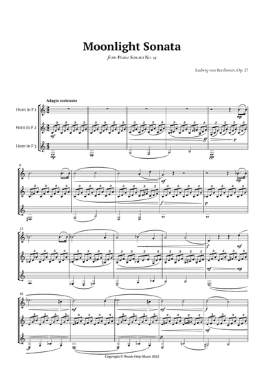Moonlight Sonata by Beethoven for French Horn Trio