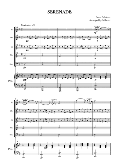 Serenade | Schubert | Woodwind Quintet | Piano