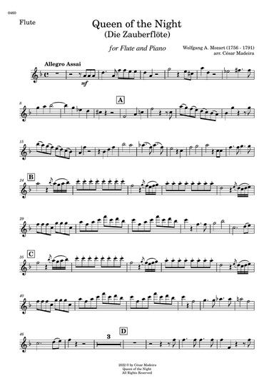 Queen of the Night Aria - Flute and Piano (Individual Parts)