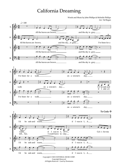 California Dreaming (arr. Val Regan)
