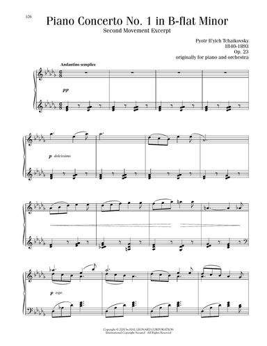 Piano Concerto No. 1 In B-Flat Minor, Op. 23, Second Movement Excerpt