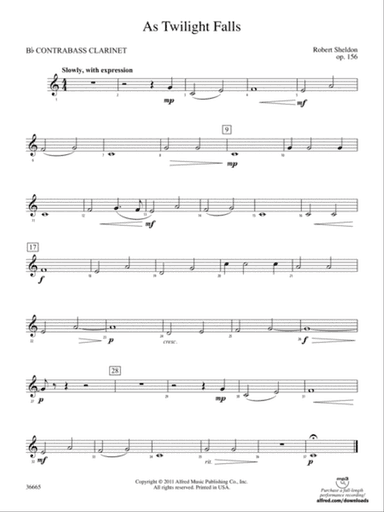 As Twilight Falls: (wp) B-flat Contrabass Clarinet