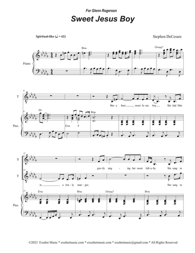 Sweet Jesus Boy (Duet for Soprano and Tenor solo)