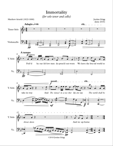 Immortality (for solo tenor and cello)