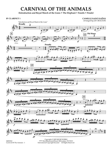Carnival of the Animals (arr. Jay Bocook) - Bb Clarinet 1